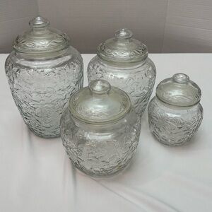 Vintage Princess House Fantasia Crystal Canister Set Clear Glass
